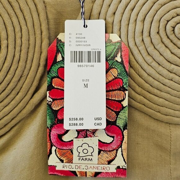 Farm Rio x Anthropologie Embroidered Linen Blend Dress, Beaded, Sz M - Picture 8 of 9